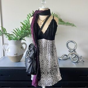 Lace and snakeskin print babydoll mini dress or top